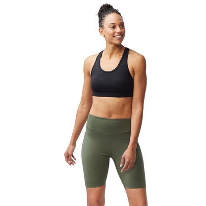 Women's Green High-Waist Bike Shorts - Stretchy and Comfortable Activewear