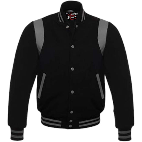 Retro Baseball Jacket Wool Body & Leather Shoulder Inserts