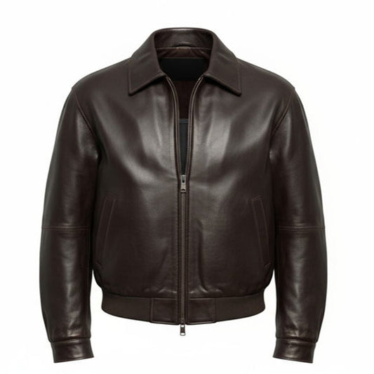 High-Quality 90s Brown Leather Bomber