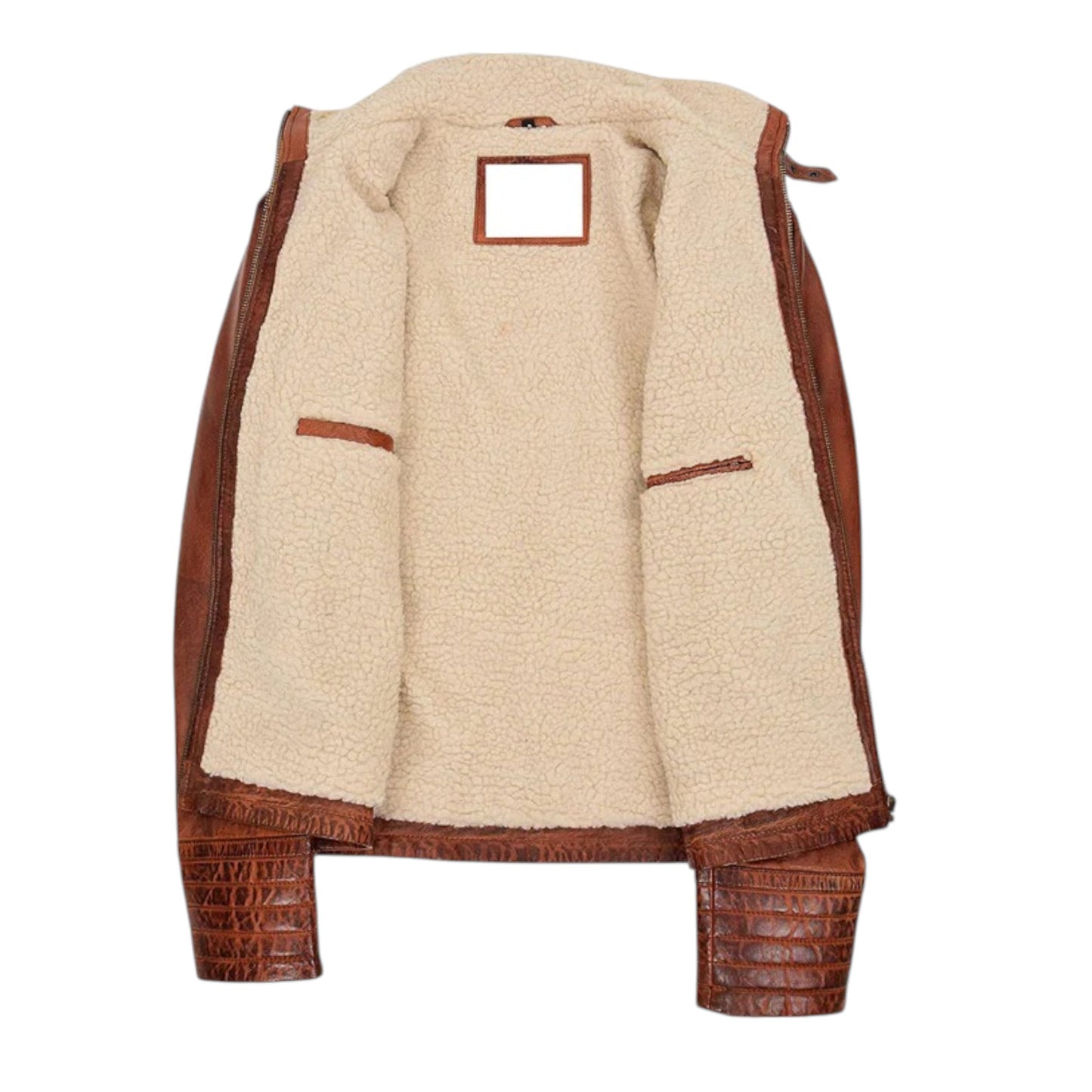 Men’s Sherpa Lined Brown Leather Warm Biker Style Jacket