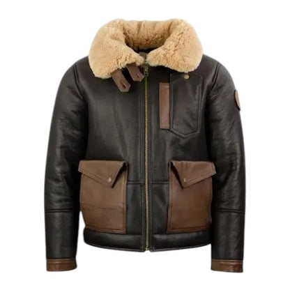 Men’s J-20 Shearling Sheepskin Aviator Pilot Leather Jacket