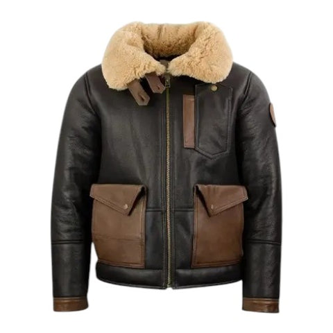 Men’s J-20 Shearling Sheepskin Aviator Pilot Leather Jacket