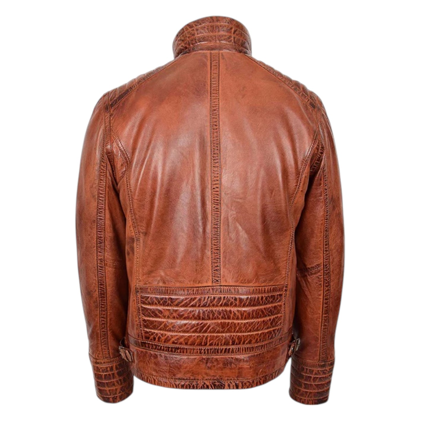 Men’s Sherpa Lined Brown Leather Warm Biker Style Jacket