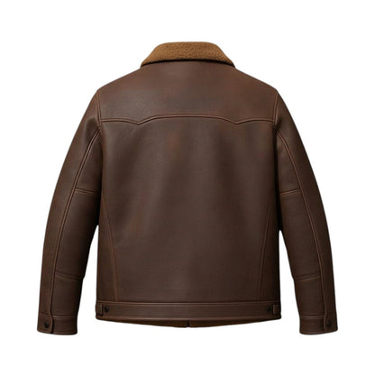 Men’s Brown Rancher Shearling Leather Western Winter Jacket