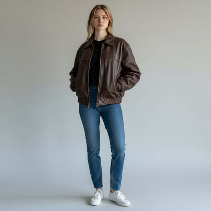 Women Oversized Retro Brown Jacket Vintage Inspired Fashion