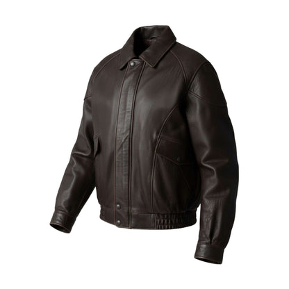 Authentic Vintage 90s Brown Leather Bomber