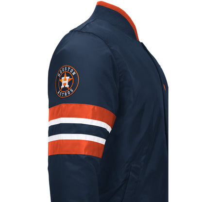 Men’s Houston Astros Satin Varsity Jacket | Snap Button Bomber