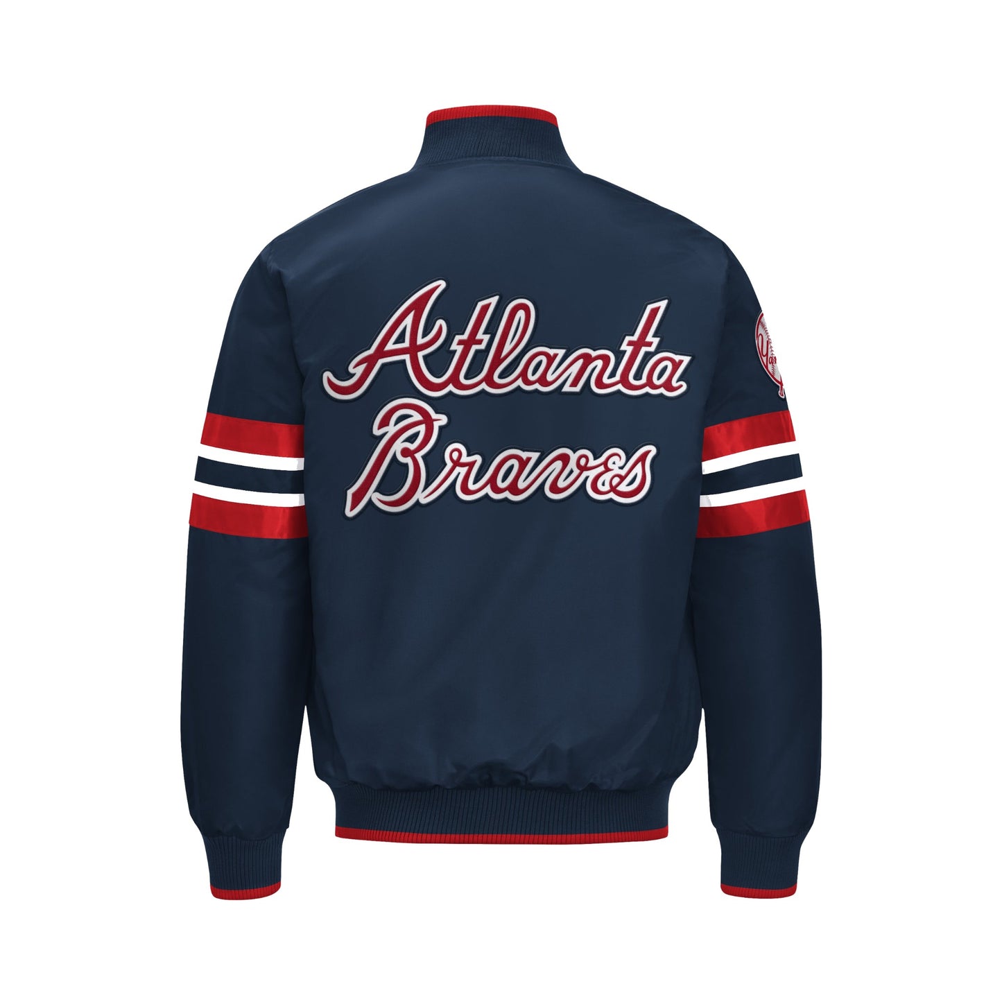 Men’s Atlanta Braves Satin Varsity Jacket | Snap Button Bomber