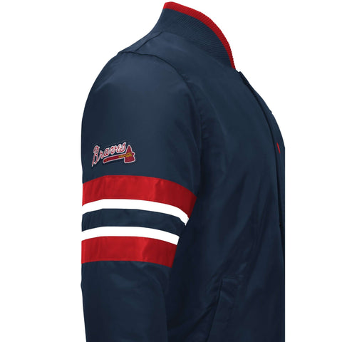 Atlanta Braves Satin Varsity Jacket Men Snap Button Bomber