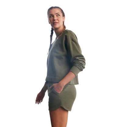 Women's Olive Green Lounge Shorts with Drawstring