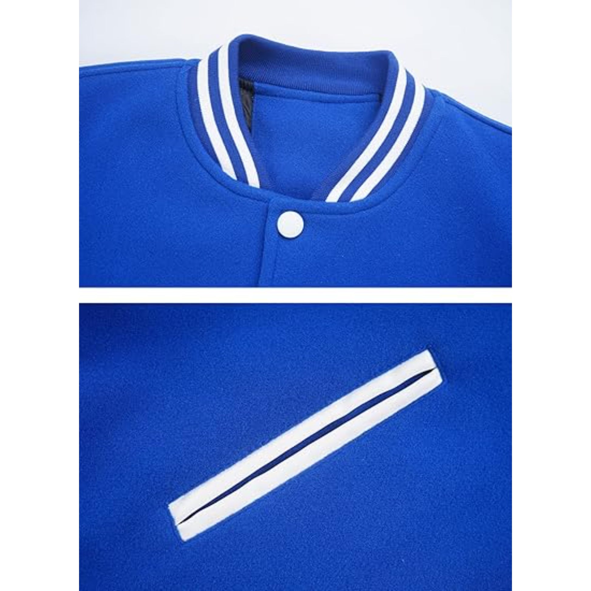 Blue polo shirt with white trim on a white background